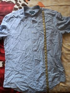 Zara Men Blue Mandarin Collar Shirt For Men