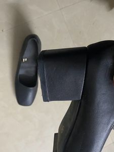 Black Vintage Leather Strap Heels