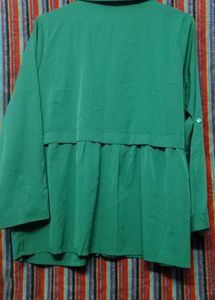 Shiny Dark Green Mini Dress top For Office Girls