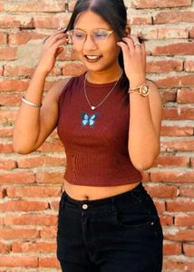 Maroon Butterfly Crop Top