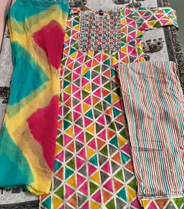 Colorful Geometric Print Kurta Set