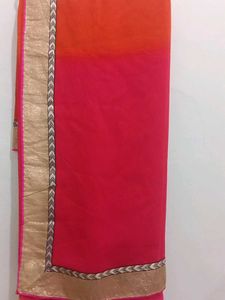 Beautiful Saree Double Colour Pink & Orange
