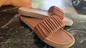 Pink Ruched Slide Sandals