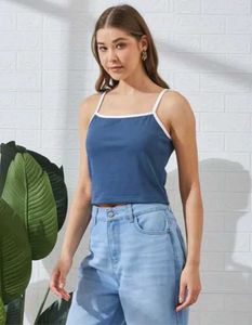 Shein Spaghetti Strap Contrast Trim Short Cami Top