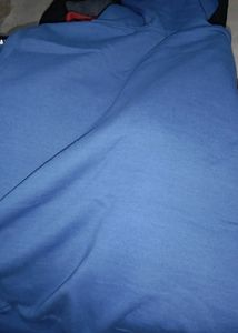 Blue Front Zipper Sweat Shirt