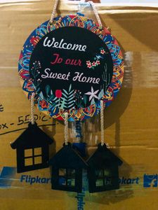 Wooden Welcome To Our Sweet Home Wall Hanging For Home Doctor(40.64  Cm× 22.86 Cm ) Multicolour