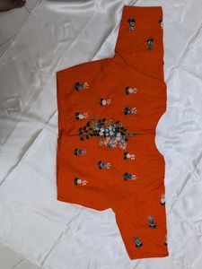 Embroidered Orange Blouse