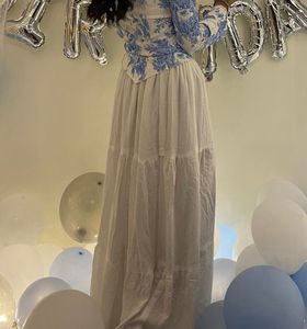 Boho White Ethnic Skirt