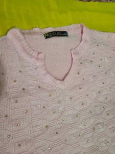 Pink Knitted women's kurti