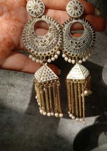 White Long Jhumka