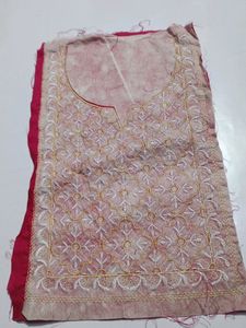 Neck Embroidery Patch Pink White N Golden