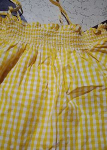 Yellow Gingham Off-Shoulder Top