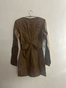 Zara Classy Leather Dress: Brown