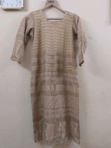 Elegant Beige Embroidered Kurta