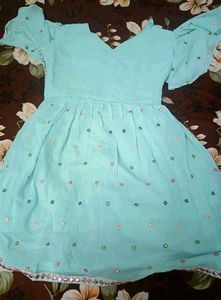 Aqua Embroidered Kurta And Sharara Set