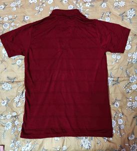 Maroon Striped Polo T-Shirt