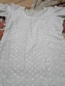 White Colour Chicken Curry Kurti