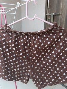 Printed Women Short With Brown Colour On It.