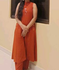 Elegant Brown Kurti Pant Set