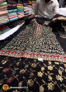 full dabka hand work suit with dupatta and trouser