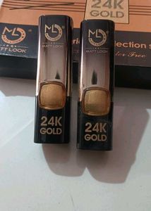 Matt Look 24K Gold Lipstick And Eyeshadow