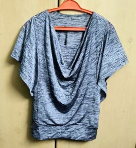 Gray Cowl Neck Top