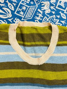 Color Pop Striped Crochet Knit Top 💚