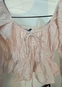 Pink Checkered Long Sleeve Top