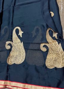 Elegant black golden border and motifs saree
