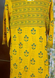 Yellow Printed Kurti