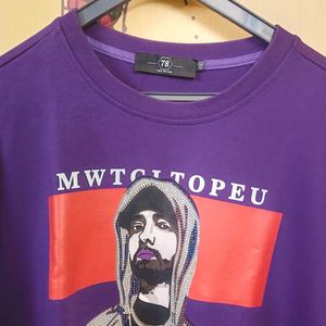 Purple Eminem Graphic Print Tee
