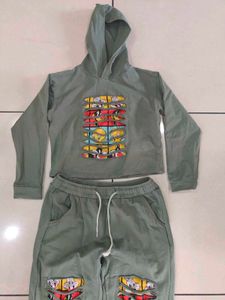 Cartoon Print Hoodie &amp; Pants Set