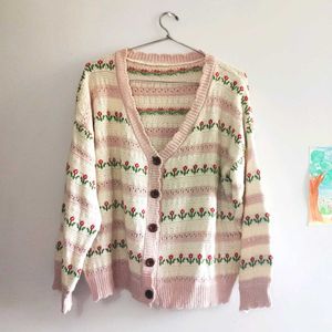 URBANIC Floral Knit Cardigan