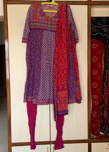 Biba Pure Cotton Anarkali Suit Set