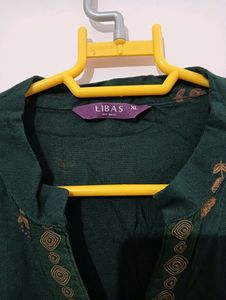 Libas Green fabric printed kurti and Gerua blue printed kurti