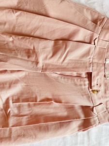 Peach Wide Leg Pleated Pants