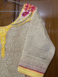 Beige Kurta With Designer Pants