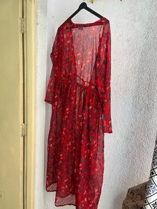 Red Floral Print Maxi Dress