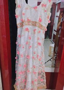 Floral White Ethnic Gown