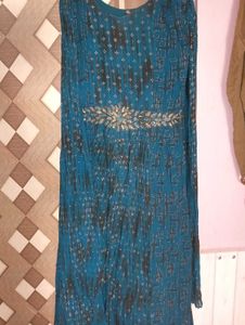 Elegant Teal Embellished Dress