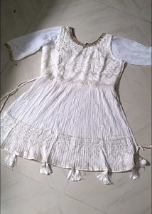 Elegant White Embroidered Sharara Suit