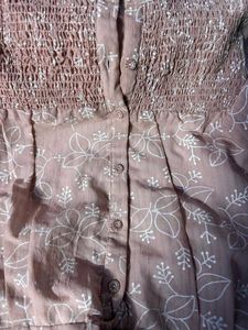 Pink Floral Smocked Blouse