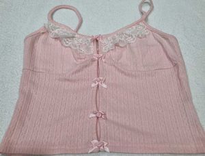 Pink Lace Trim Cami Top (New)