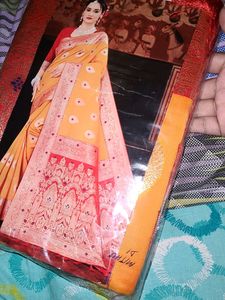 Yellow Saree With Red Border