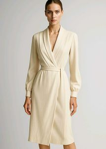 Elegant Cream Wrap Dress