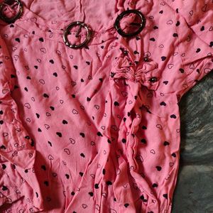 Cute Pink Heart Print Top