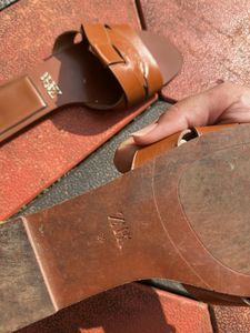 Zara Brown Leather Flats