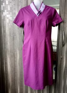 Purple Dress with Mandarin Collar
