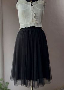 Black Tulle Midi Skirt