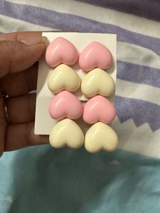 Pink &amp; Cream Heart Hair Clips